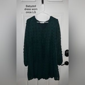 Beautiful Hunter Green Baby Doll Dress